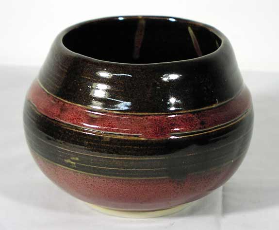 Temoku Bowl with Red Stripe by Nora Thompson