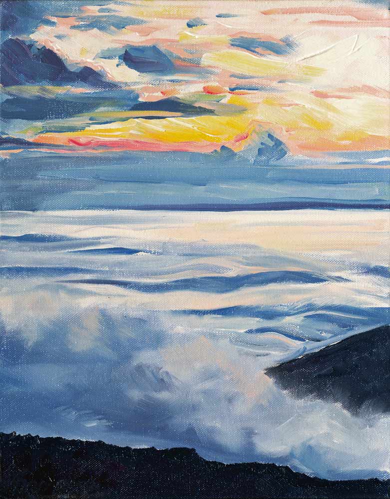 Sunrise and Fog Bank Atop Cadillac Mountain by Stuart Thompson
